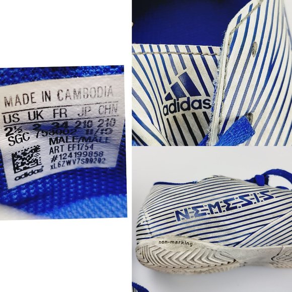 ADIDAS CHUTEIRA NEMEZIZ 19.4 FUTSAL Blue White Shoes 2.5 Youth Sports Soccer - Picture 3 of 13